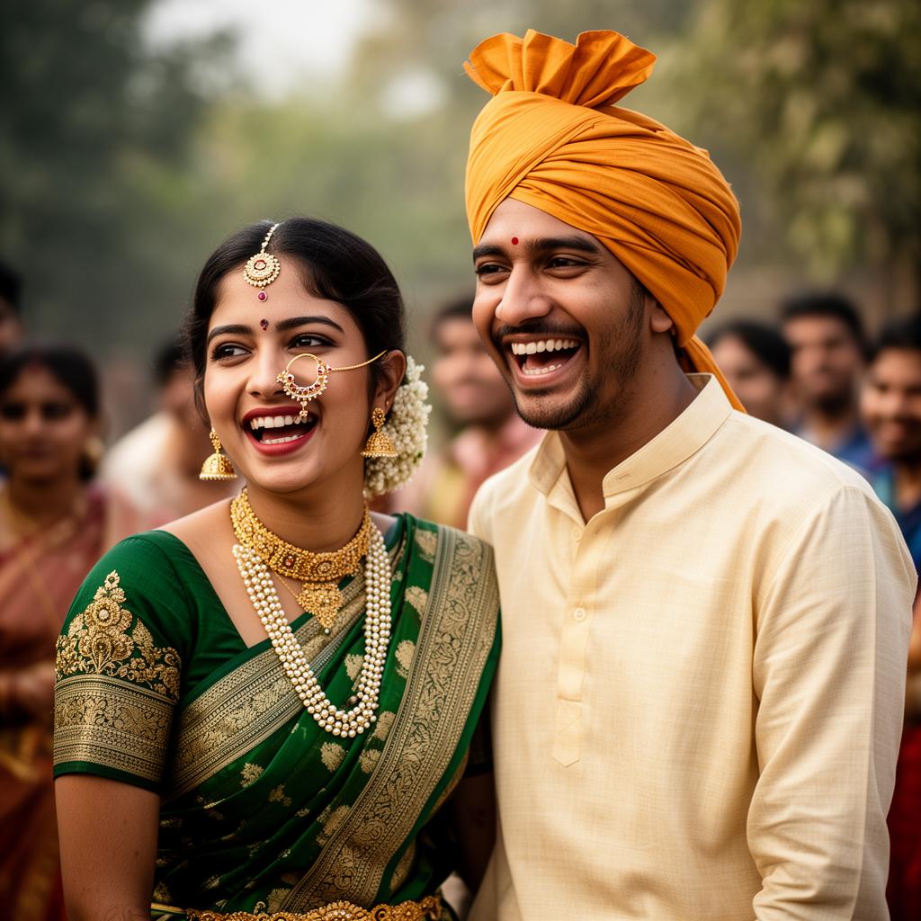 West India couple in traditional wedding attire